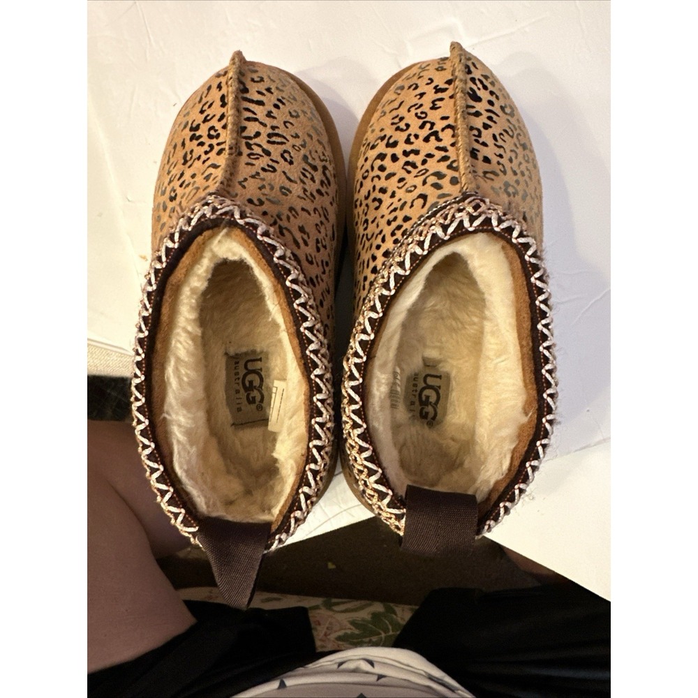UGG Kids Tazz Spotted Leopard Print Platform Slippers Clogs Size EU 32 US 1 Yth